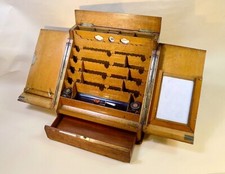 Antique Oak Stationery Portable Desk Top Cabinet. Calendar. London Maker. 