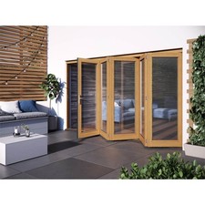 Hardwood Oak External Folding Sliding Bi Fold Doors Kielder Grey 3594mm x 2094mm