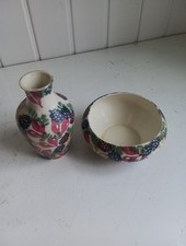 Vintage Ben Thomas Bowl & Vase Set - Cream W/ Grape Pattern (FO)