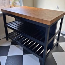 Black Ikea Kitchen Island / Breakfast Bar with Shelves