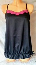 LADIES CAMI TOP BLACK HOT PINK