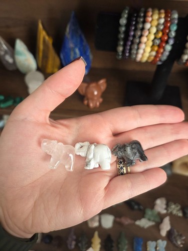 Crystal elephant carving - crystal,