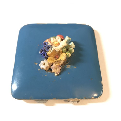 Art deco blue enamel square - deco,