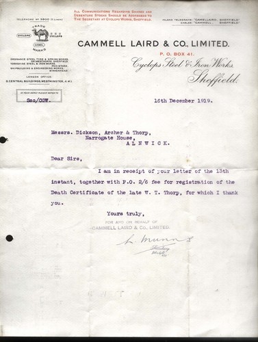 1919 sheffield cammell laird - cammell,