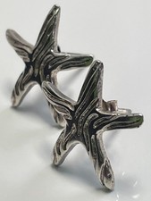 Textured sterling silver '925' starfish shaped stud earrings stacking layering