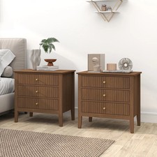 Pair Of Large 3 Drawer Bedside