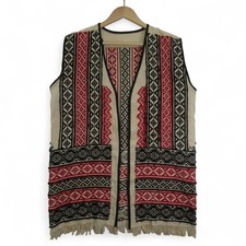 Embroidered Vintage Waistcoat Medium Multicoloured Unisex Adults - Preloved