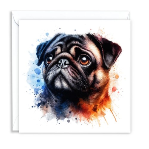 Pug dog watercolour splash - dog,