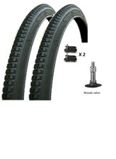 Pair 28 x 1 1/2 Raleigh Roadster Pattern Tyre & Tubes Vintage Antique 40-635 DU