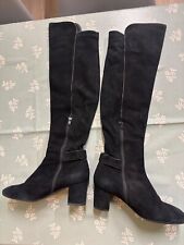 L.K. BENNETT Zira Black Stretch Suede Boots Over Knee UK Size 6.5 RRP £450
