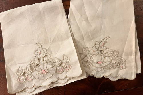 Vtg linen guest fingertip - linen,