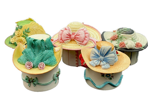 Ceramic hat trinket boxes - hat,