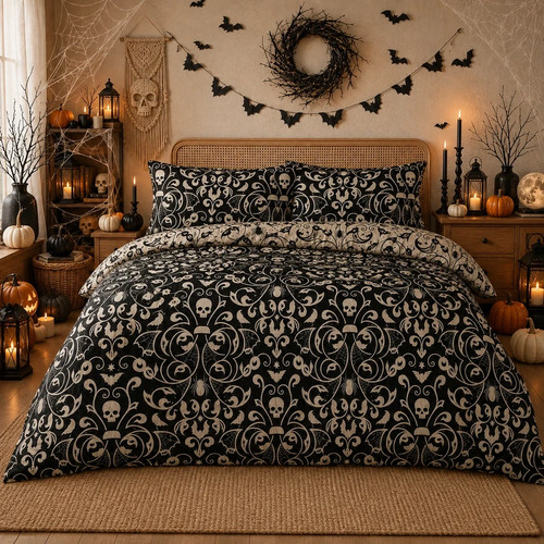 Dark damask gothic halloween - damask,