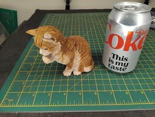 Vintage Ginger Kitten Cat Resin Figurine Ornament Marked 1995 QX04N19805