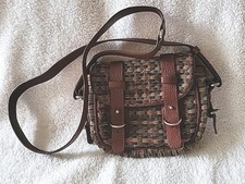 Vanessa Bruno Crossbody Weaved Multi Color Suede With Brown Leather Trim