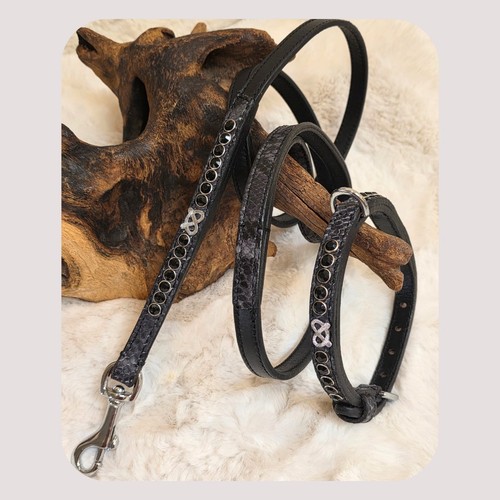 Black grey snake print staffy - grey,