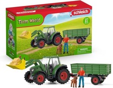 SCHLEICH Farm World - 7 PC Green Tractor with Trailer Toy Playset with... 