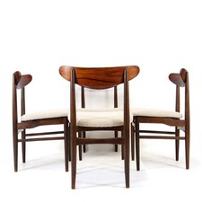 4 Retro Vintage Danish Dining Chairs Mid Century Modern Rosewood Teak 60s 70s
