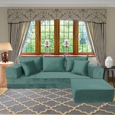 Arabic MAJLIS Sofa | Corner HANDMADE Green Velvet SOFA Set | Boho FLOOR Cushions