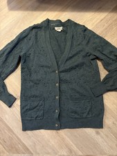 FAT FACE Size UK 12 Women cardigan 'Eliza' Textured  Teal Green Cotton/Wool Mix