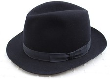 BATES Hatters of Jermyn St Fur Felt Dark Navy Weekender Trilby Hat - 56 cm 6 7/8