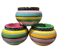 Ceramic ash tray large stripy - ceramic,
