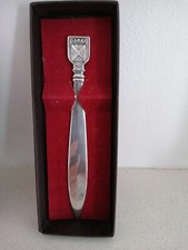 Crested 13cm Hallmarked Silver Plate Letter Opener With Box