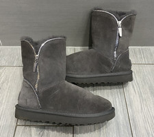 LADIES UGG AUSTRALIA FLORENCE GREY SUEDE LEATHER ZIP BOOTS, UK 3.5/36