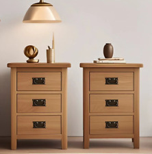 Oak Bedside Cabinet Pair – Oakcroft Rustic Set of 2 Bedside Tables Nightstands