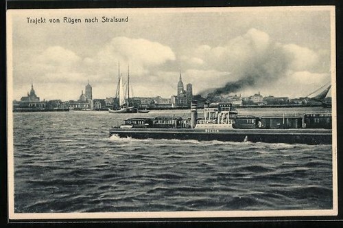 Postcard stralsund ferry - postcard, of