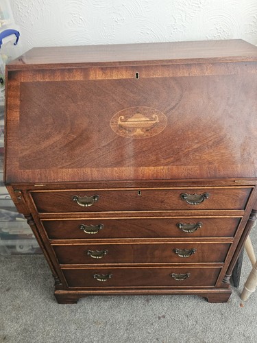 Yew wood bureau with drawers - bureau,