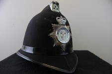Men's Police Hat/Helmet Obsolete, British, Used, Size 57, Black, Thames Valley