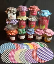 jam jar toppers covers x 36 gingham any colour or mixed lots x 36 FREE BANDS