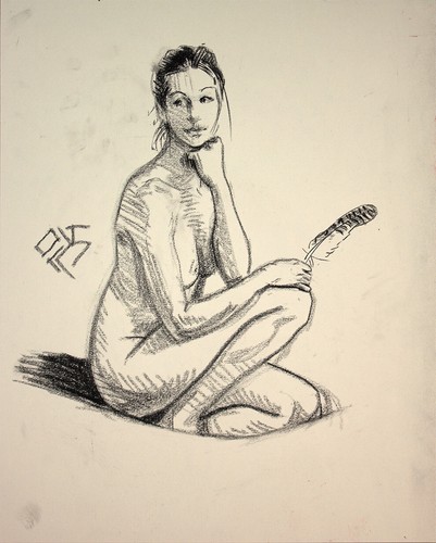 Original female charcoal - charcoal, on