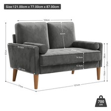 Mini 2 Seater Velvet Sofa with 2 Pillows Modern Couch Love Seat Settee 121cm UK