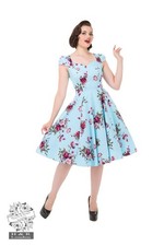Ladies Hearts And Roses Ballet Tea Dress Nwt Blue Uk 10 50s Pin Up Party