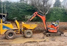 Mini Digger 1.7 Ton / Dumper with driver for hire in Amersham and surrounding