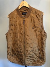 Mens JOULES GIFFORD Gilet Tan/Mustard Quilted Bodywarmer Utility Jacket Sz L