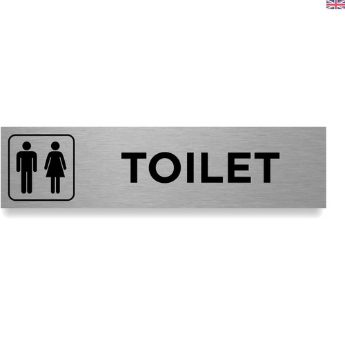 Clear toilet sign brushed - in,