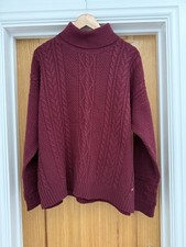 Mantaray Women’s Turtle Neck Maroon Jumper With Cable Design - Size 20