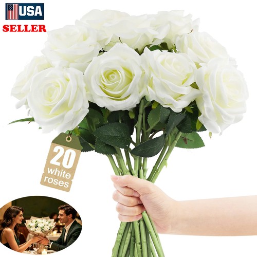 20x white artificial - 10-20x, roses