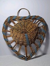 Vtg Wicker Rattan Heart Shaped