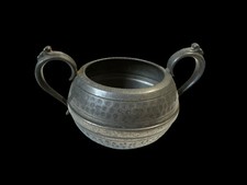 Sheffield Hand Beaten Pewter Sugar Bowl Vintage