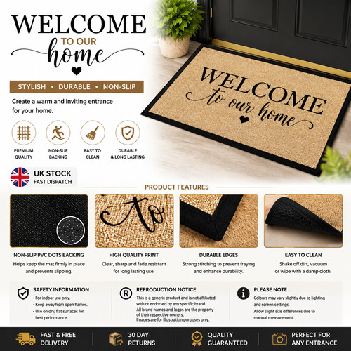 Non slip door mat natural - non,