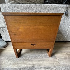 Vintage Mid Century Danish Style Teak Wooden Sewing Box with Draw ( Carved Lid )