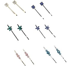 2x Crystal Flower Hair