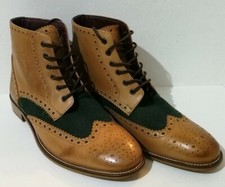 London Brogues Boots Shoes Gatsby HI Lace Up Formal Leather Tan Brown UK12 EU46