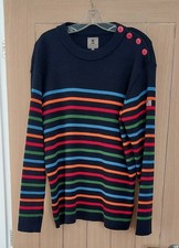 MOUSQUETON BRETON STYLE FISHERMANS STRIPE WOOL JUMPER XL 16/18 VGC FREE P&P!!