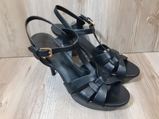 YSL YVES SAINT LAURENT TRIBUTE Platform Sandal Heels Size 38 Black *Read