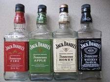4 X Jack Daniels Whisky Bottles Empty Home Bar Collectors